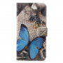 Pokrowiec flip niebieskie motyle do Huawei P20 Pro - szary