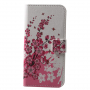 Pokrowiec flip kwitnące drzewo do Huawei P20 Lite - różowo-biały