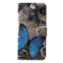 Pokrowiec flip niebieskie motyle do Huawei P20 Lite - szary