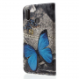 Pokrowiec flip niebieskie motyle do Huawei P20 Lite - szary