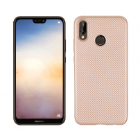 Etui plastikowe z teksturą karbonu do Huawei P20 Lite - złote