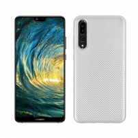 Etui plastikowe z teksturą karbonu do Huawei P20 Pro - srebrne