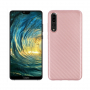 Etui plastikowe z teksturą karbonu do Huawei P20 Pro - różowo-złote