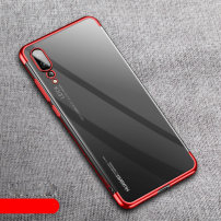 Cafele etui plastikowe przezroczyste z ramką do Huawei P20 Pro - czerwone