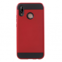Etui plastikowe z teksturą szlifowaną do Huawei P20 Lite - czerwone