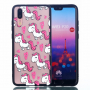 Etui plastikowe wytłoczone jednorożce do Huawei P20 - przezroczyste