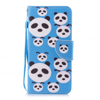 Pokrowiec portfelowy pandzie głowy do Huawei Y7 Prime (2018) - niebieski