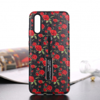 Etui plastikowe z pętlą dzikie róże do Huawei P20 Pro - czarne