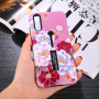 Etui plastikowe z pętlą kwiaty do Huawei P20 Pro - różowe