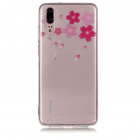 Etui plastikowe różowy kwiat do Huawei P20 - przezroczyste