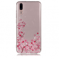 Etui plastikowe kwitnące drzewo do Huawei P20 - przezroczyste