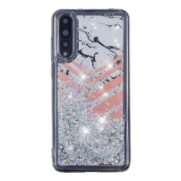 Etui plastikowe z pływającymi cekinami marmur do Huawei P20 Pro - srebrne