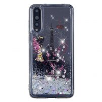 Etui plastikowe z pływającymi cekinami wieża Eiffla do Huawei P20 Pro - srebrne