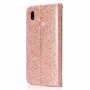 Etui glitterowe flip do Huawei P20 Lite - różowo-złote