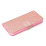 Etui glitterowe flip do Huawei P20 Lite - różowo-złote