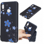 Etui plastikowe niebieskie kwiaty do Huawei Nova 3i - czarne