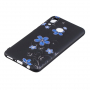 Etui plastikowe niebieskie kwiaty do Huawei Nova 3i - czarne