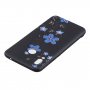 Etui plastikowe niebieskie kwiaty do Huawei Nova 3i - czarne
