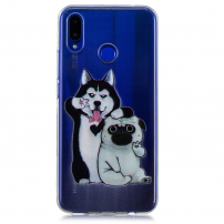 Etui plastikowe husky i mops do Huawei Nova 3i - przezroczyste