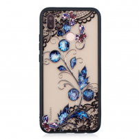 Etui plastikowe wytłoczone Motyl i roślina do Huawei P20 Lite - przezroczyste