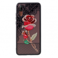 Etui plastikowe wytłoczone róża do Huawei P20 - przezroczyste