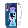 Pokrowiec flip dziewczyna do Huawei P20 Pro - niebieski