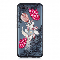 Etui plastikowe wytłoczone kwiat do Honor 10 - przezroczyste