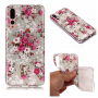Etui plastikowe kwiaty do Huawei P20 Pro - różowo-szare
