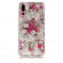 Etui plastikowe kwiaty do Huawei P20 Pro - różowo-szare