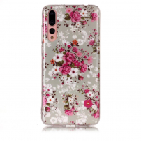 Etui plastikowe kwiaty do Huawei P20 Pro - różowo-szare