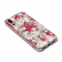 Etui plastikowe kwiaty do Huawei P20 Pro - różowo-szare