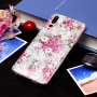 Etui plastikowe kwiaty do Huawei P20 Pro - różowo-szare
