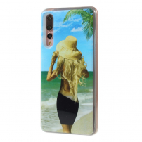Etui plastikowe z pływającym piaskiem dziewczyna do Huawei P20 Pro - kolorowe