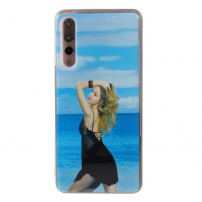 Etui klepsydra Dziewczyna w sukience do Huawei P20 Pro - niebiesko-czarne