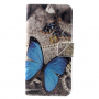 Pokrowiec flip niebieskie motyle do Huawei P30 - szary