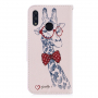 Pokrowiec flip żyrafa do Huawei P Smart (2019) / Honor 10 Lite - staro-różowy