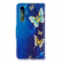 Pokrowiec flip motyle do Huawei P30 - niebieski