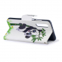Pokrowiec flip panda z bambusem do Huawei P30 - biały