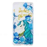 Etui plastikowe niebieski jednorożec do Huawei P30 - przezroczyste