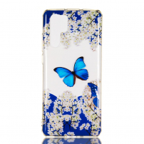Etui plastikowe niebieski motyl do Huawei P30 Pro - przezroczyste