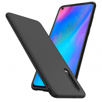 Etui silikonowe z teksturą tkaniny do Huawei P30 - czarne