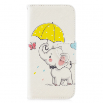Pokrowiec flip słoń z parasolem do Huawei P30 lite - biały