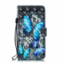Pokrowiec flip niebieskie motyle do Huawei P30 - czarny