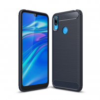 Etui plastikowe z teksturą szlifowaną do Huawei Y7 (2019) - ciemnoniebieskie