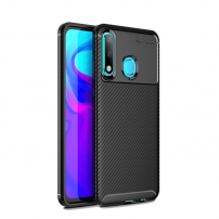 Etui plastikowe z teksturą karbonu do Huawei P30 Lite - czarne