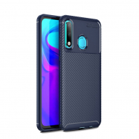 Etui plastikowe z teksturą karbonu do Huawei P30 Lite - ciemnoniebieskie