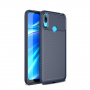 Etui plastikowe z teksturą karbonu do Huawei Y7 (2019) - ciemnoniebieskie