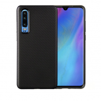 Etui plastikowe z teksturą karbonu do Huawei P30 - czarne