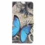 Pokrowiec flip niebieskie motyle do Huawei P30 Lite - szary