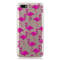 Etui plastikowe flamingi do Huawei Y5 (2018) - przezroczyste